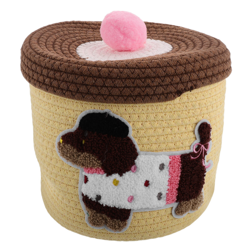 Woven Cotton Rope Storage Basket With Lid Decorative Car Organizer 3252015636850