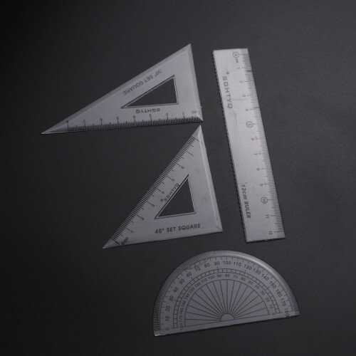 2Sets Metal Drawing Ruler Set Compasses Math Tool Kit with Eraser 2