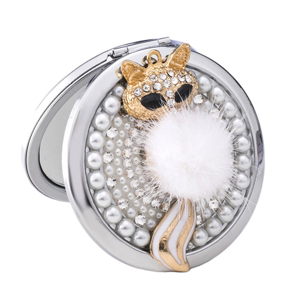 Aboofan Fox-Designed Foldable Portable Makeup Mirror Metal Glass Compact
