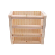 Beige Wood Rabbit Feeder Rack Durable Grass Holder for Pets