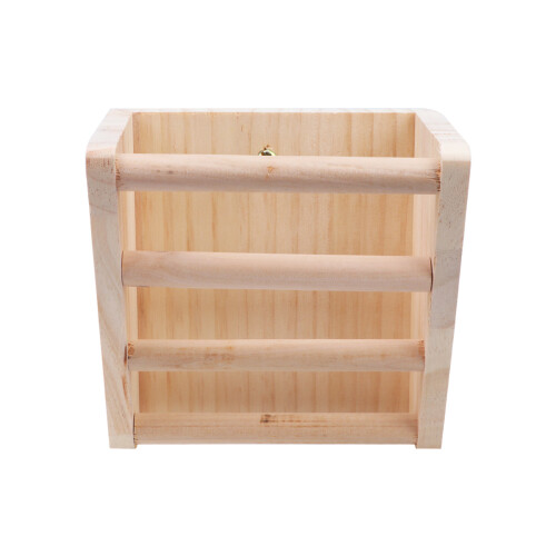 Beige Wood Rabbit Feeder Rack Durable Grass Holder for Pets