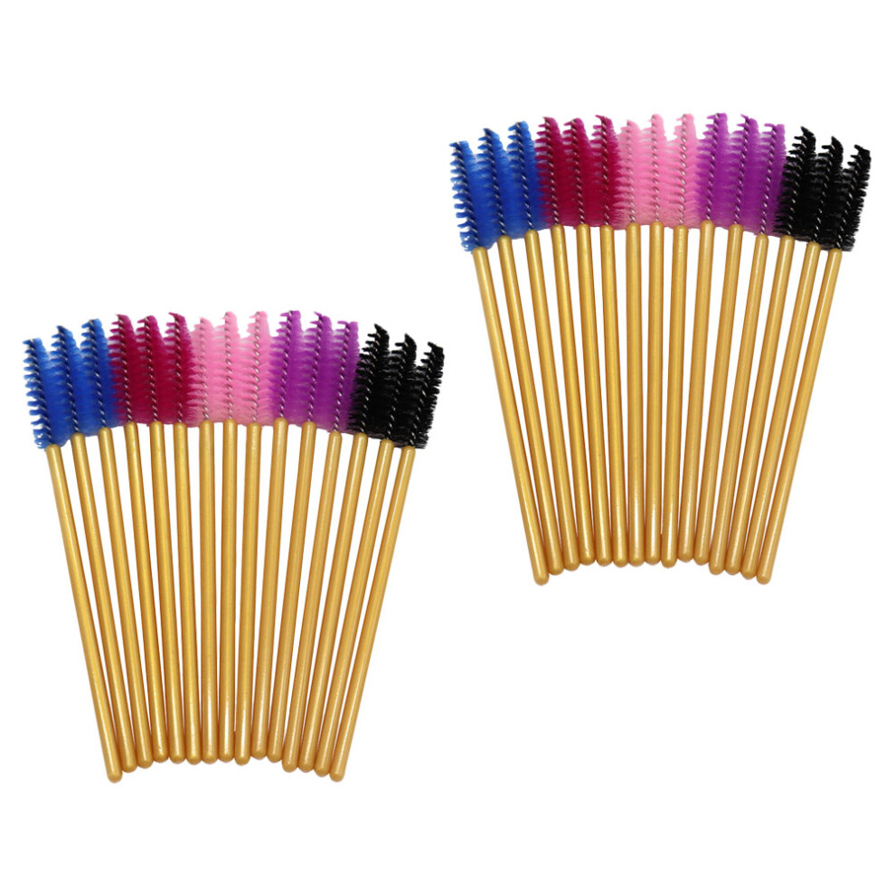Ohphcall 250Pcs Portable Eyelash Brush Wands With Lash Brow Comb For Beauty