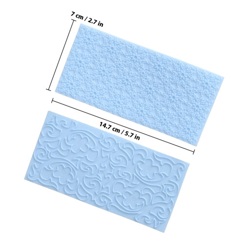 2Pcs Food Safe Cake Decorating Tools Sky-Blue Border Molds for Baking 2