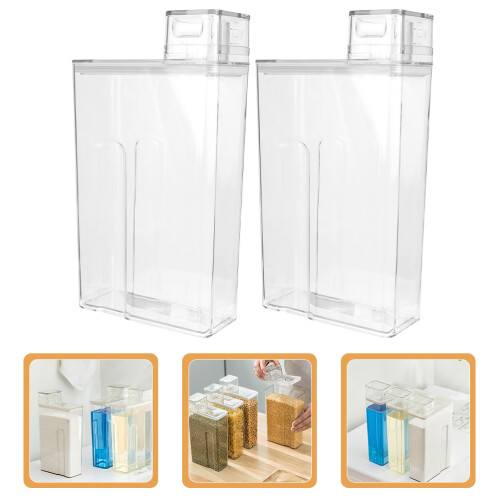 2Pcs Durable Transparent Laundry Storage Bottles for Powder and Liquid 2