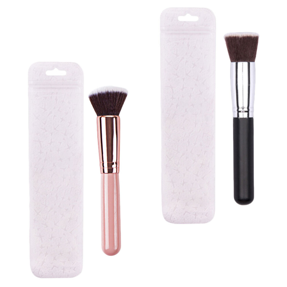 Happyyami 2Pcs Assorted Color Flat Head Cosmetic Brush Dense Rayon Makeup Tool