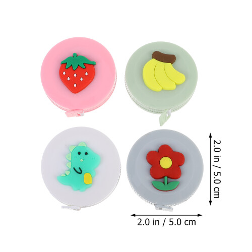 4Pcs Cartoon Mini Measuring Tape Plastic Soft Rubber Assorted Colors 2