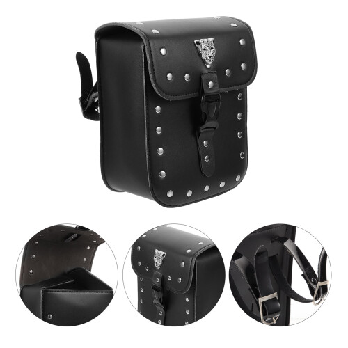 Motorcycle Pouch Black Pu 1 Pcs 2