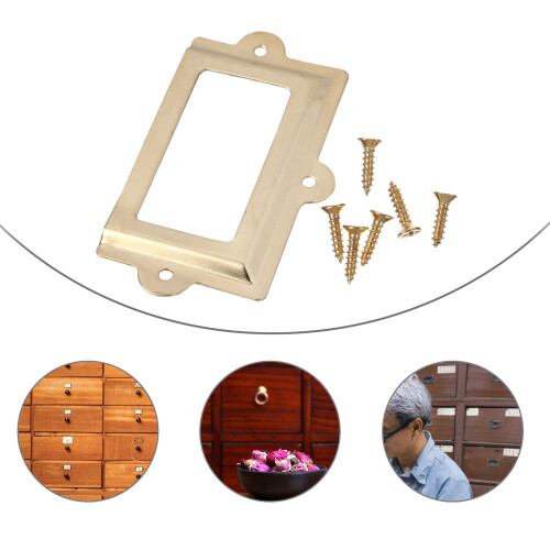 10Pcs Golden Metal Label Pull Frames for Drawer Cabinet Vintage Style 1