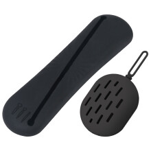 1Set Portable Black Silicone Makeup Brush Storage Holder Travel Case