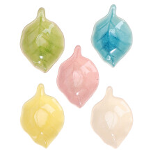 5Pcs Leaf-Shaped Ceramic Essential Oil Trays for Spa and Beauty Salon