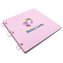 Pink Wooden Baby Scrapbook Album DIY Photo Book for Kids Memories