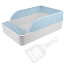 Sky-Blue Low Entry Kitten Litter Box ABS Anti-Splash Pet Toilet