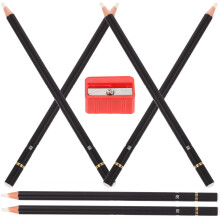 6Pcs Painting Eraser Pencil Black Wooden Pen-Style Rubber for Students
