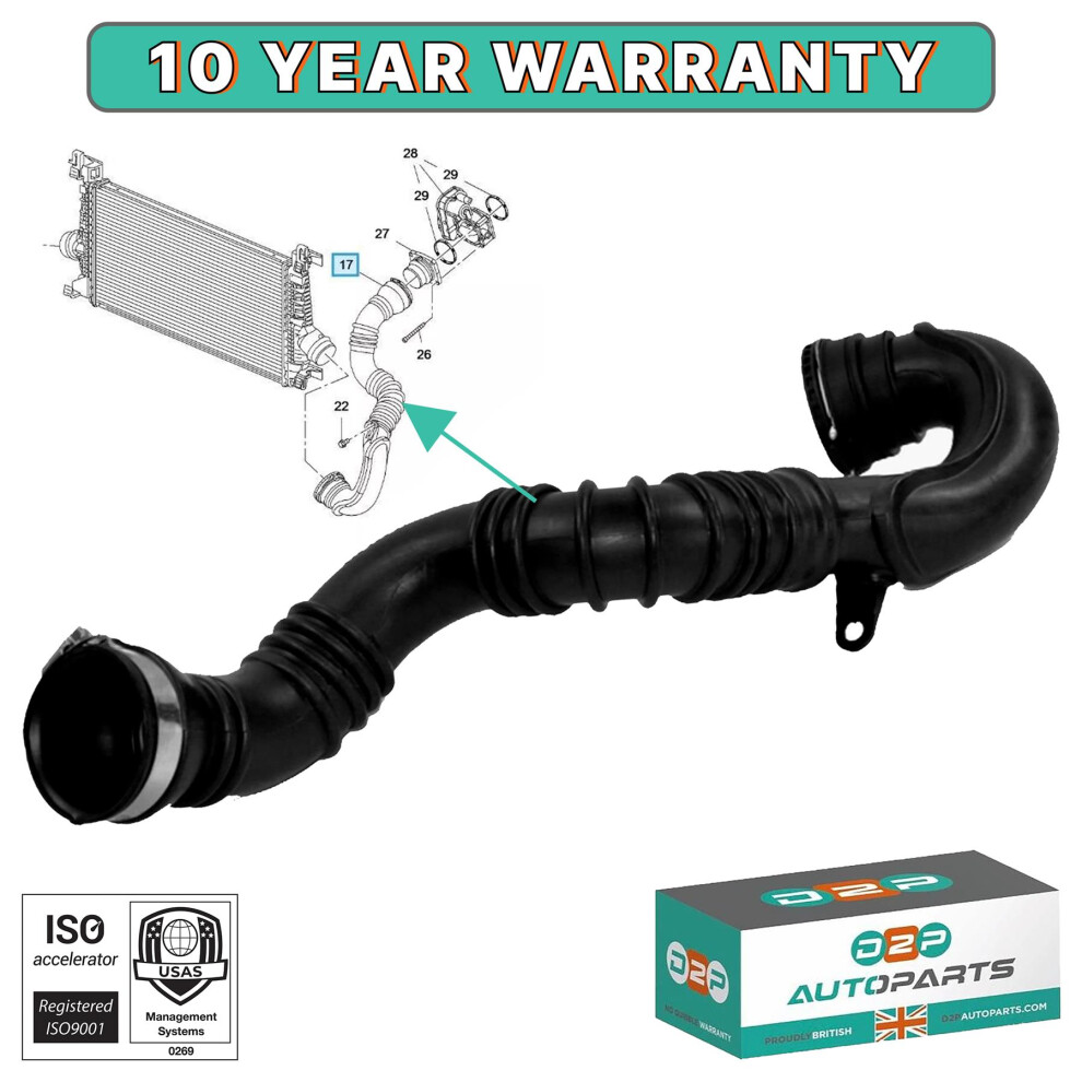 Turbo Boost Intercooler Outlet Hose Pipe For Opel Vauxhall Astra J Cdti 1.7 5060414643762