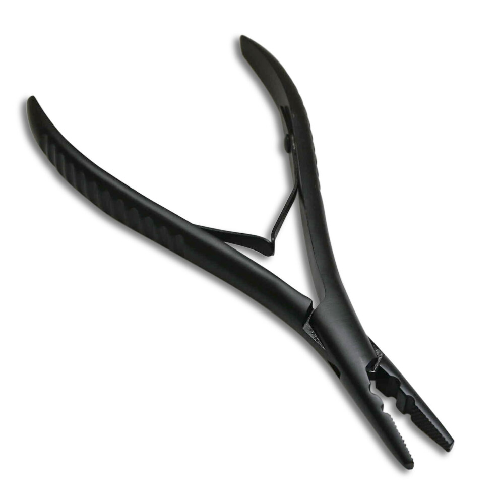 Unisex Black Stainless Steel Hair Extension Pliers With Precision Bead Grip And Ergonomic Nonslip Handles
