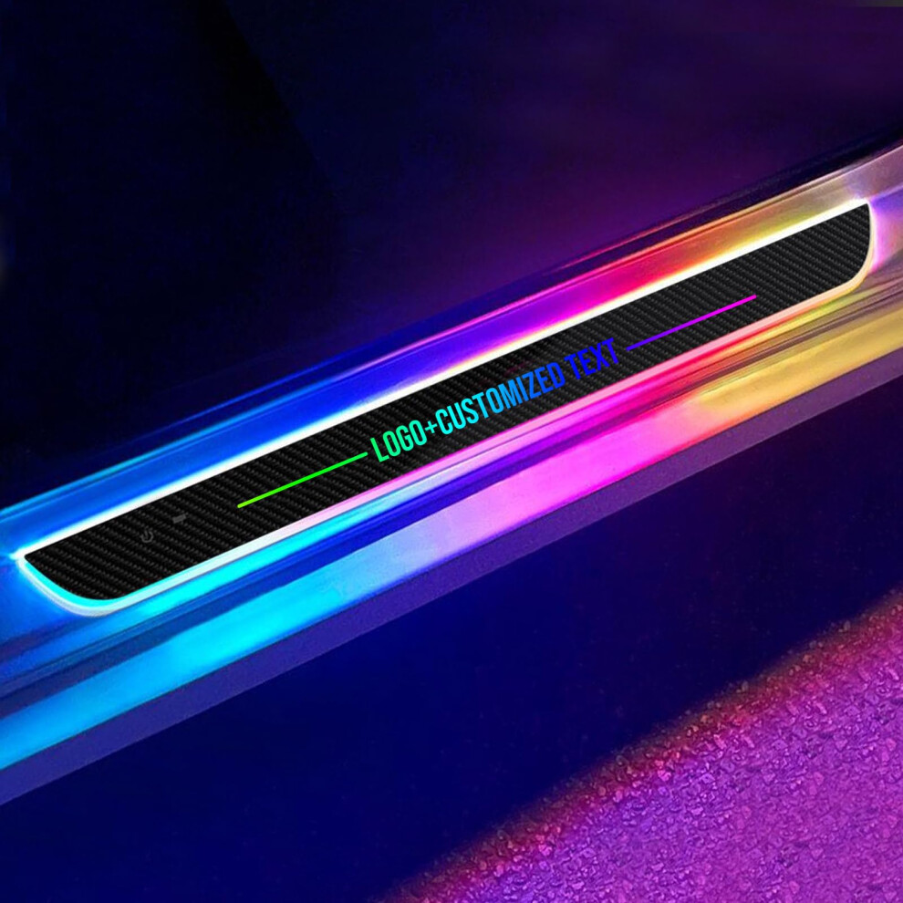 Custom Car Door Sill Lights With Auto Sensor, 7Color Led Welcome Lights, Usb Rechargeable Wireless Magnetic Pedal Lamps, Carbon Black 9113335518919