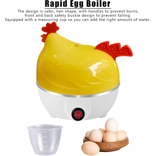 Rapid Egg Cooker 7 Eggs Capacity with Automatic ShutOff, Cute Chicken Design Egg Steamer White 2