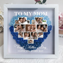 Shadow Box with Eternal Flowers and Custom Name for Mother's Day Mom Grandma Gift