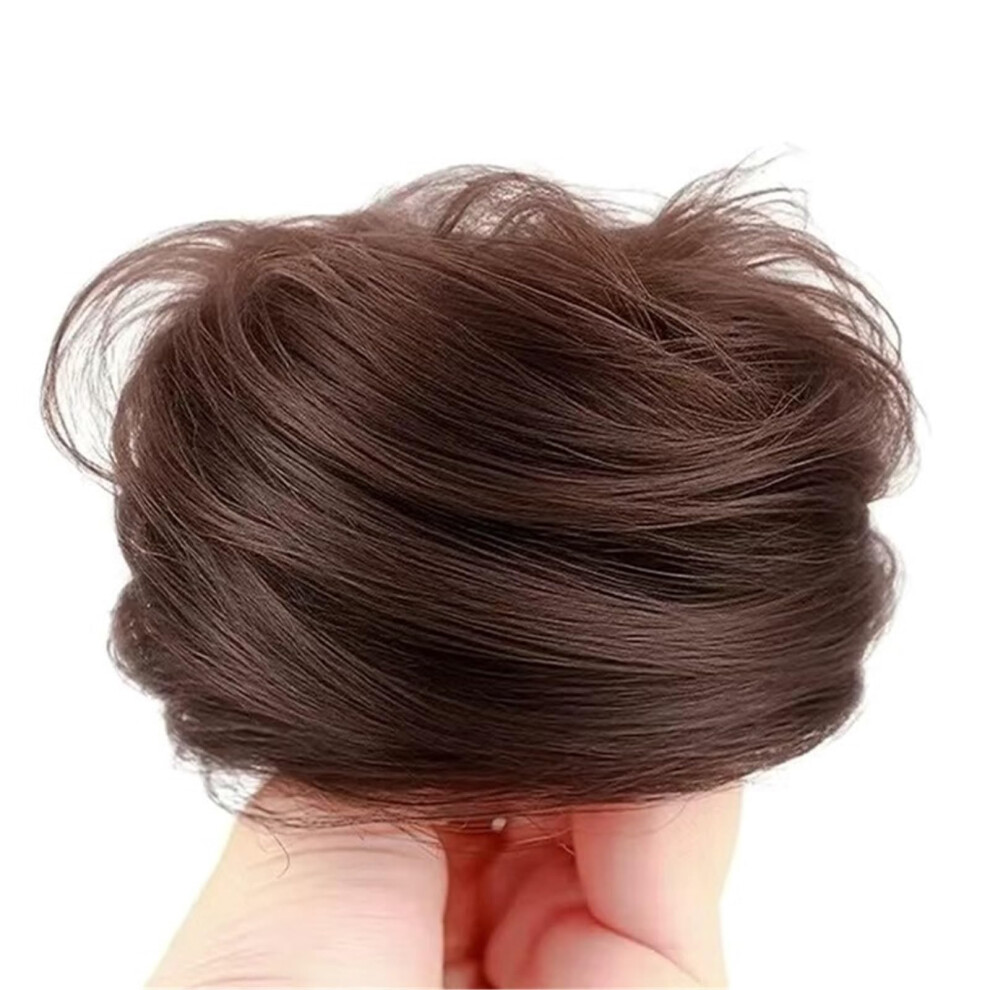 Unisex Brown Hanfu Wig Deep Chinese Hair Bun Wig For Traditional Dance Cosplay Heatresistant Fiber