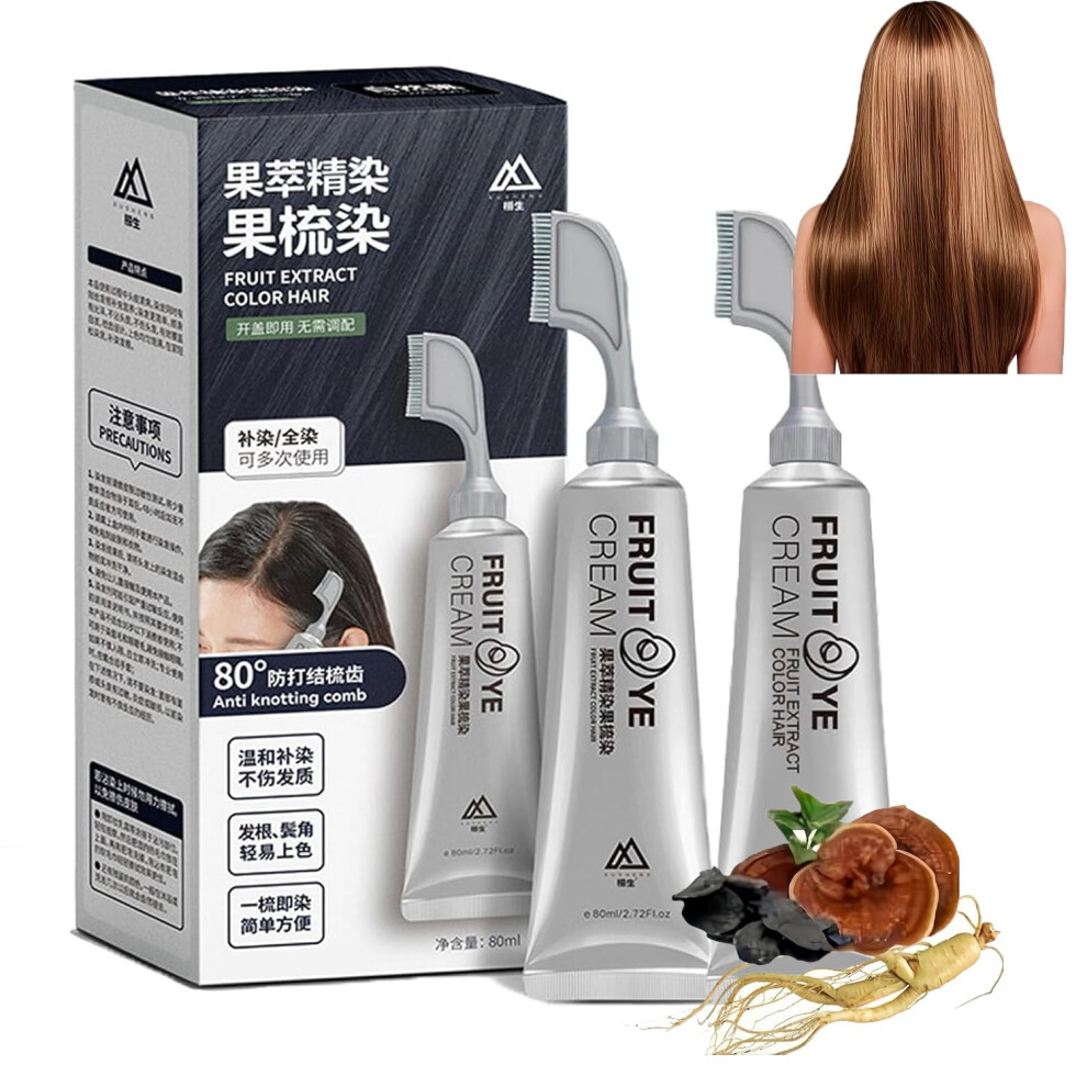 Black,Brown Hair Dye Comb With Fruit Essence Formula, Builtin Applicator, Twopack Black Brown Hair Color
