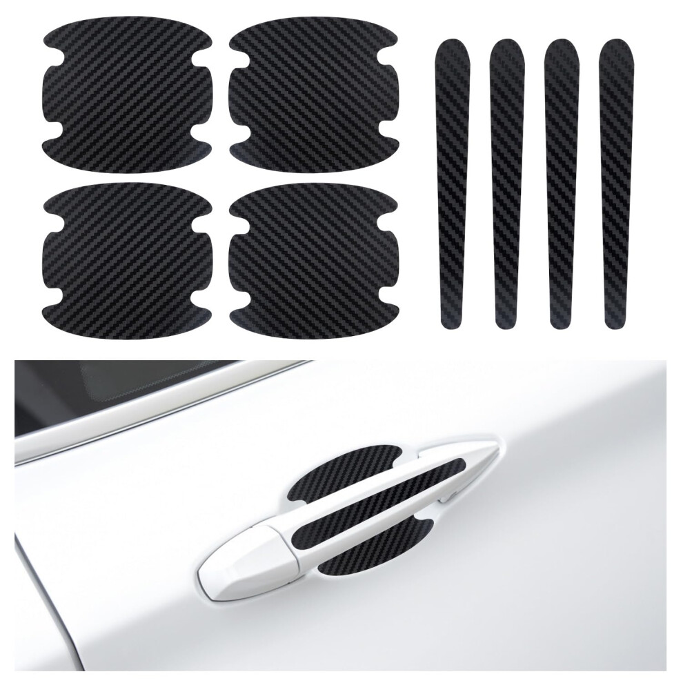 8Pcs Carbon Fiber Car Door Handle Protector Antiscratch Waterproof Universal Fit Handle Cover 9113335518957