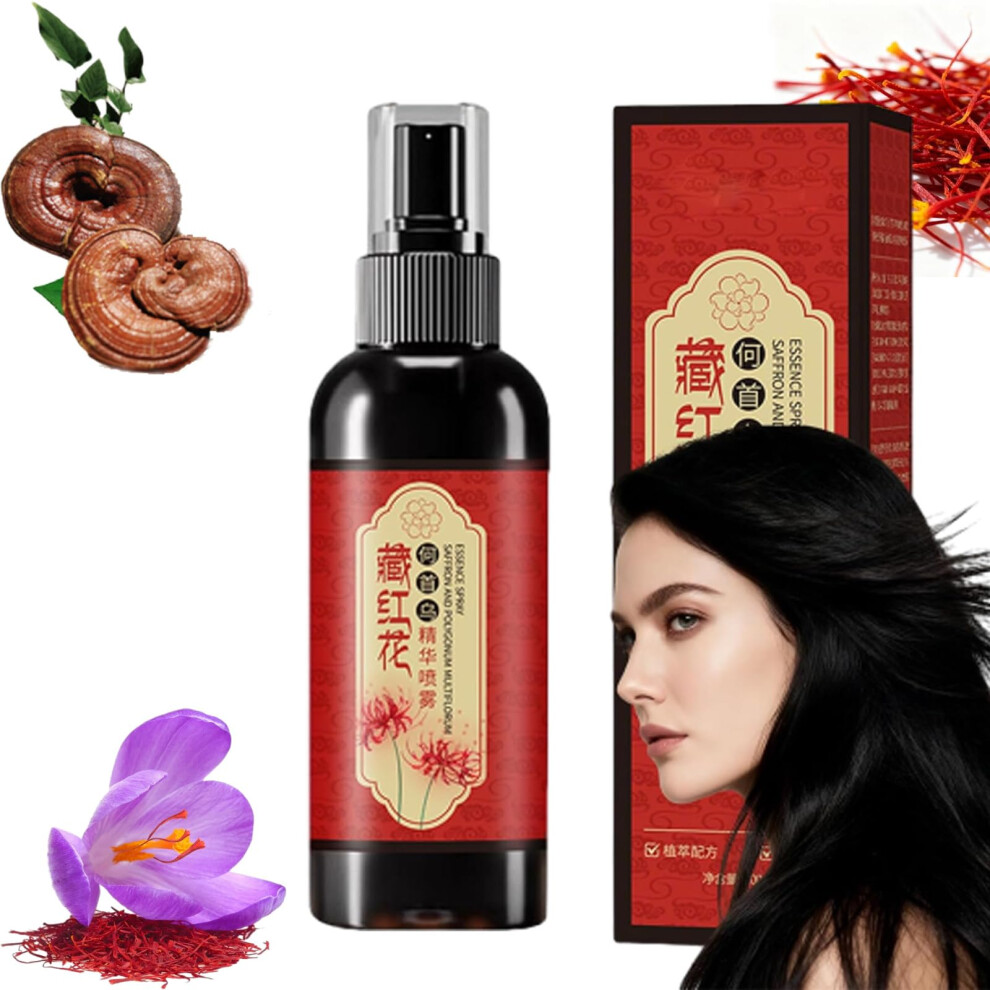 Hair Blackening Spray with Saffron Essence, Instant Color Refresh and Smooth Frizz Control