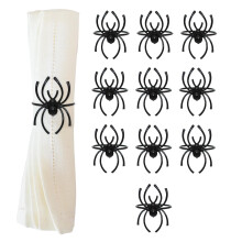 Halloween Spider Napkin Rings Set of 10 Black Metal Holders with Rhinestone for Party Decor