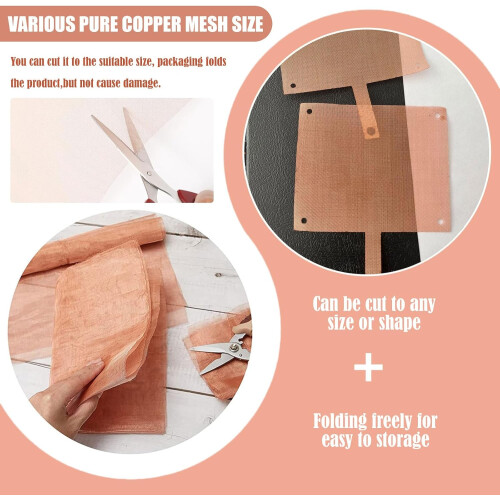 Pure Copper Mesh Screen Roll 100x50cm Rustproof Flexible 80 Mesh for Vents DIY Shielding Filter 1