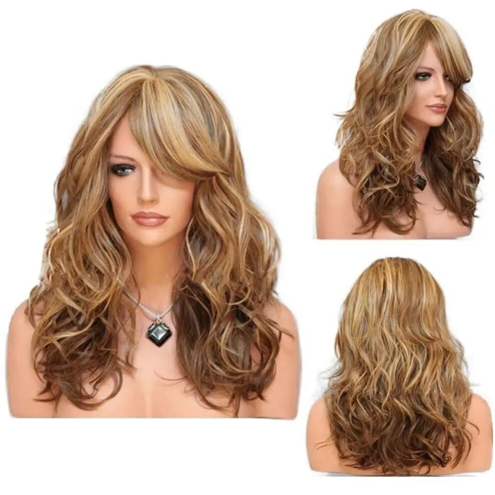 Unisex Red Wine Long Curly Synthetic Wig With Natural Scalp, Heatresistant, Adjustable Fit For Cosplay