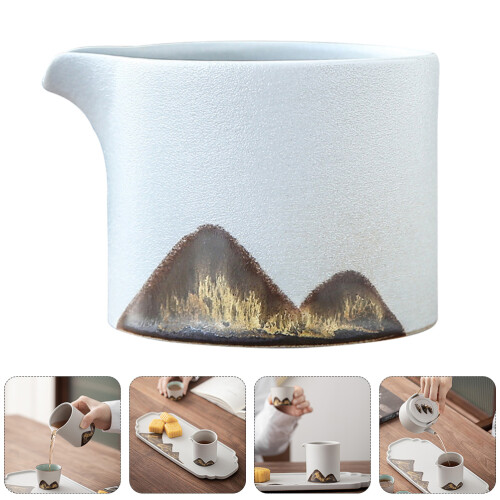 1Pc White Ceramic Tea Pitcher Durable Tea Dispenser for Kitchen Use 2