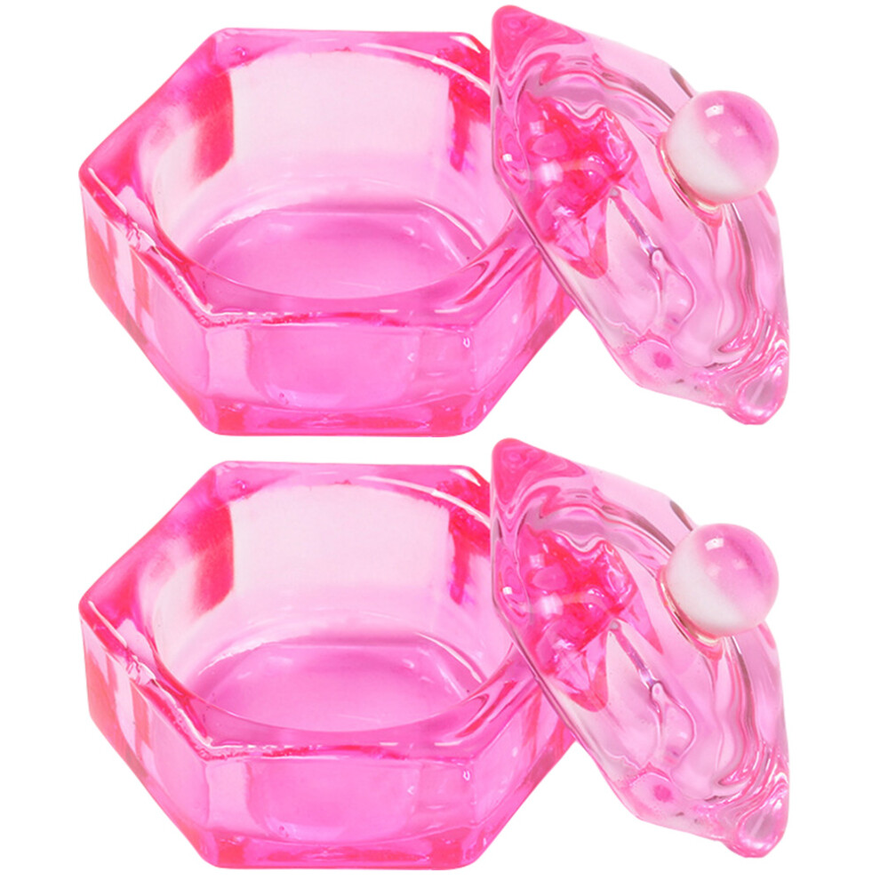 Inoomp Pink 8Pcs Glass Monomer Dish With Lid Nail Dappen Bowl For Acrylic Use