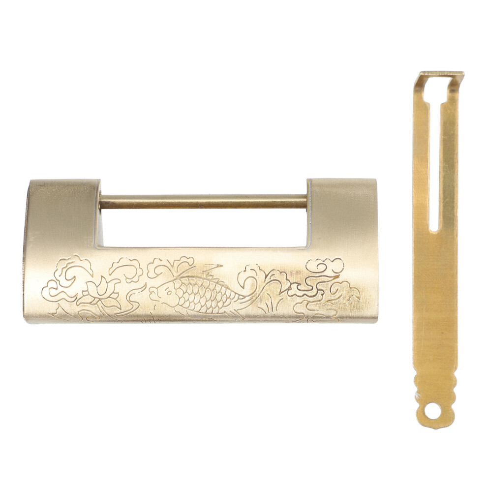 1Set Copper Mini Jewelry Box Lock Chinese Antique Padlock Golden Tone 3164185342441