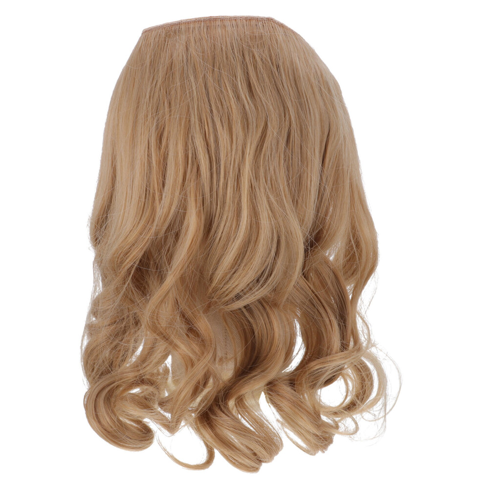 Inoomp Unisex Brown Light Curly Hair Extension Wig Soft Matte High-Temp Fiber