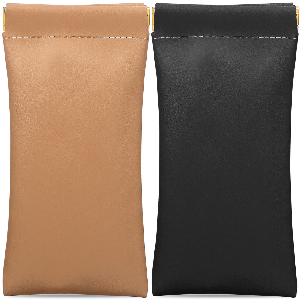 Inoomp 10 Pcs Squeeze Top Sunglasses Pouches Leather Storage Bags