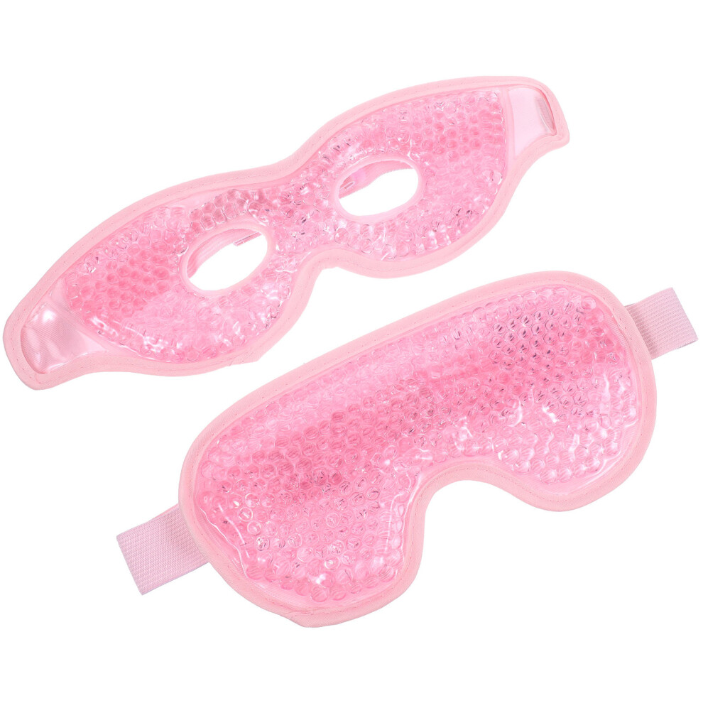 Solustre Pink 2Pcs Reusable Cooling Eye Pads Pvc Gel Cold Compress For Eye Care