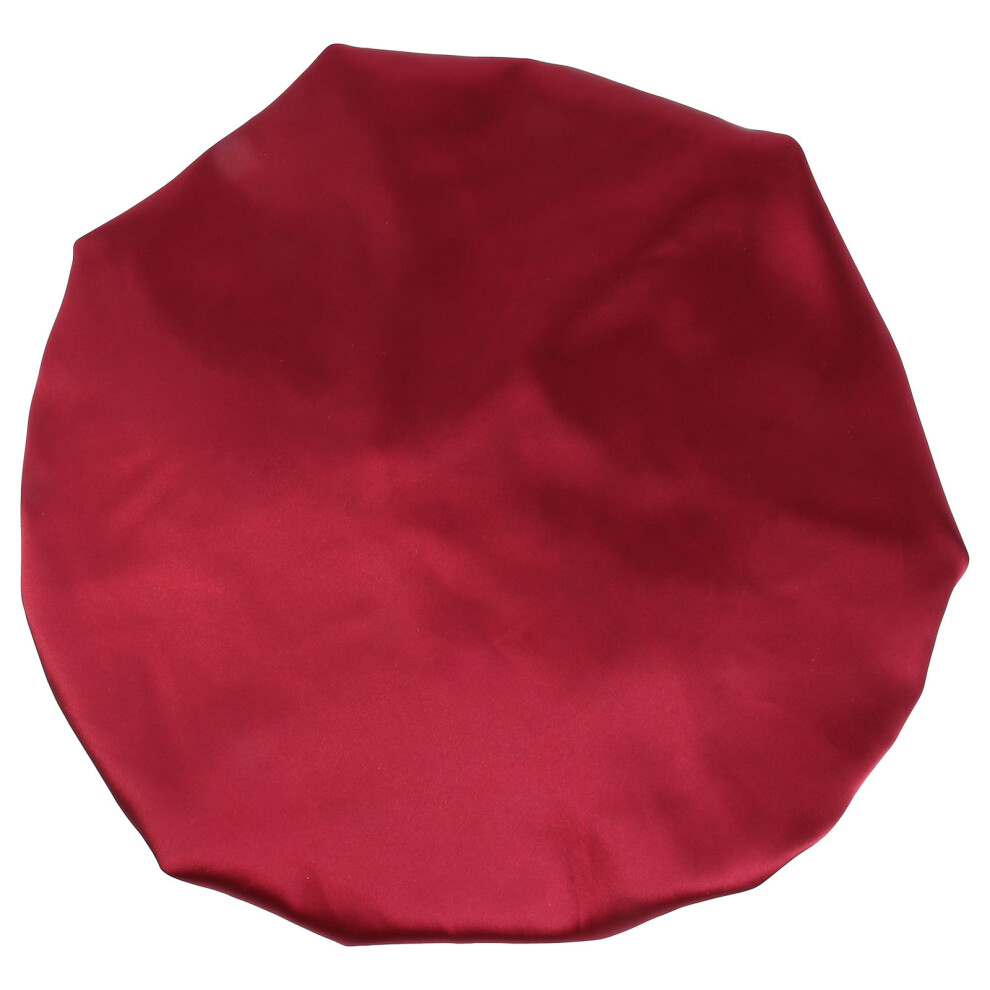 Solustre 1Pc Satin Double-Layer Shower Cap For Women Elastic Bathing Home Use