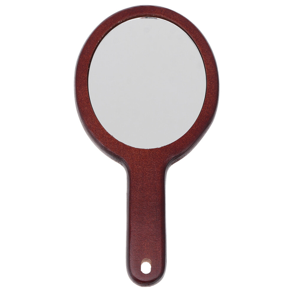Solustre Handheld Makeup Mirror Portable Wooden Mirror Creative Cosmetic Mirror