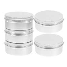 5Pcs Silver Aluminum Metal Tins with Lids for Cosmetic Storage