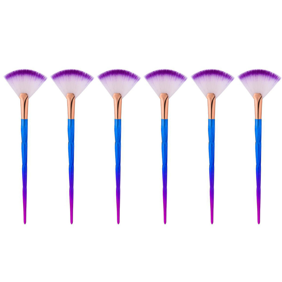Artibetter 6Pcs Fan Makeup Brushes Facial Mask Applicators Reusable Plastic Fiber