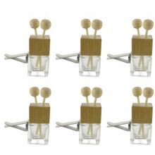 6Pcs Durable Glass Aroma Bottles with Wood Lid for Car and Home Use