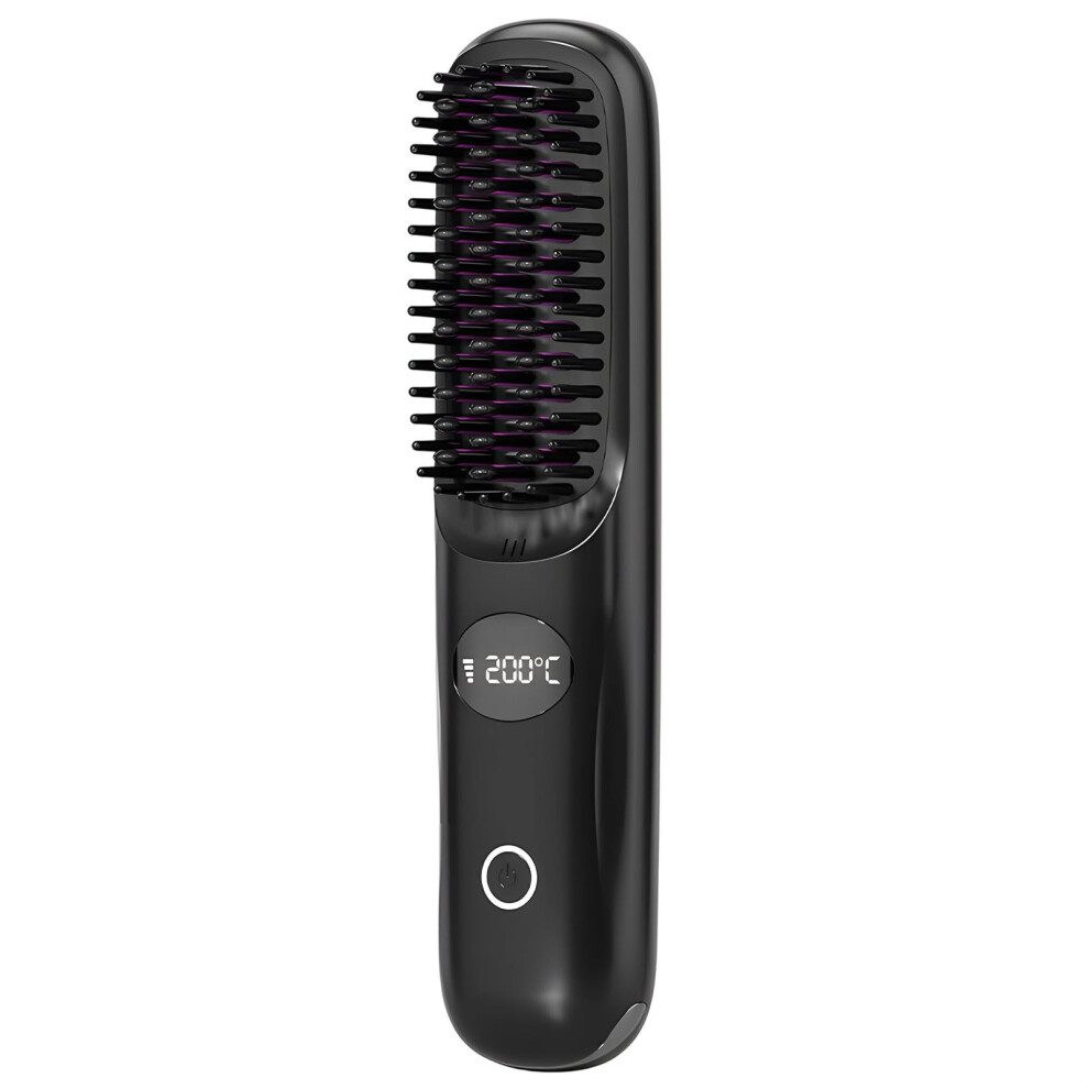 Cordless Hair Straightener Brush with Ceramic Heating, USB Rechargeable AntiScald Travel Size