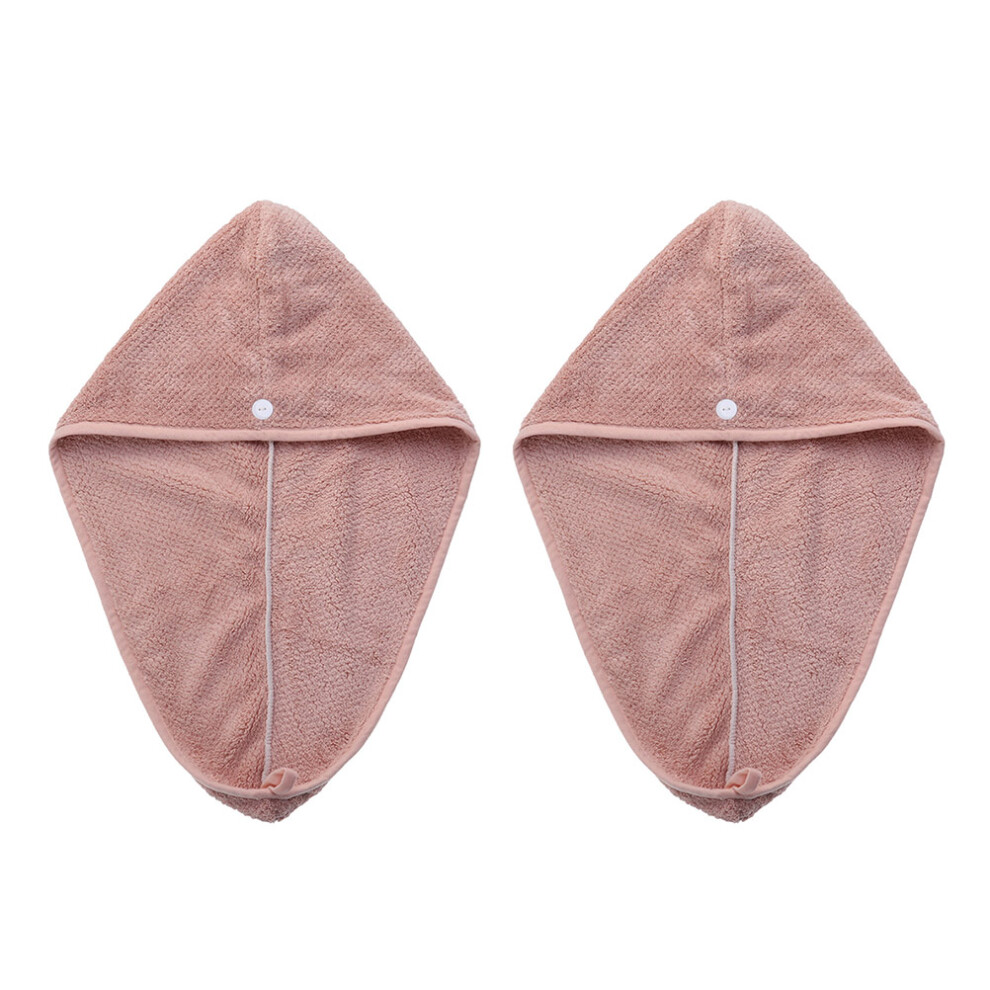 Solustre 2Pcs Fast Drying Hair Cap Pink Polyester Shower Cap For Women