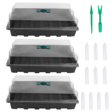 Garden Nursery Pots Black Plastic 3 Sets 37x24cm
