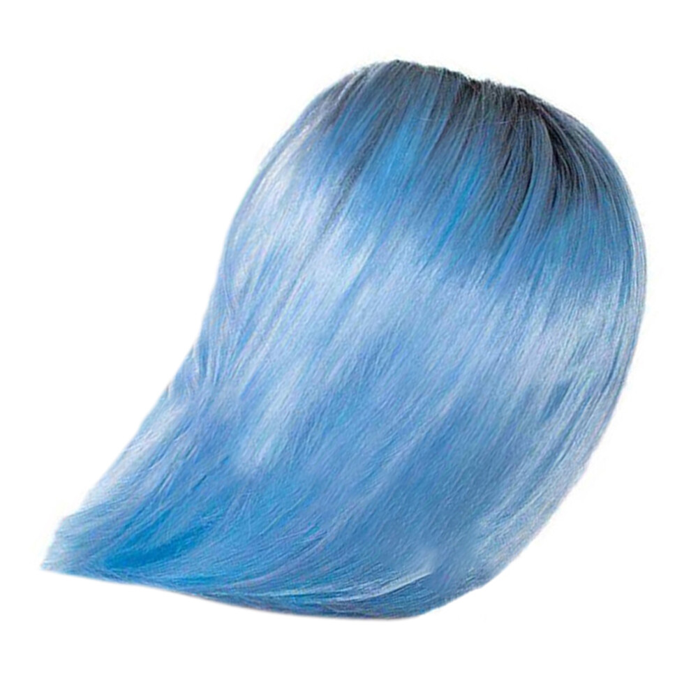 Iplusmile 1Pc Woman Short Straight Blue Wig Reshapable Synthetic Hair Cover