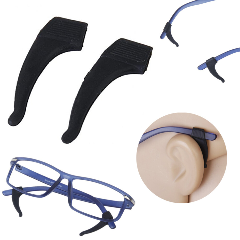 Artibetter Black 3 Pairs Silicone Anti-Slip Eyeglass Temple Tips