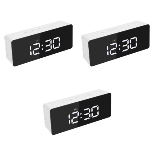 3Pcs White USB LED Digital Alarm Clocks Multi-Function with Snooze 2