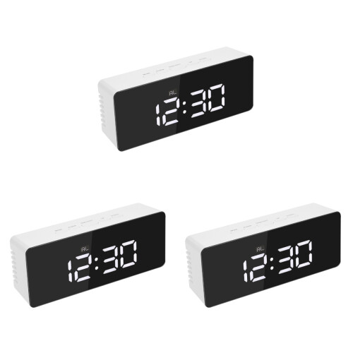 3Pcs White USB LED Digital Alarm Clocks Multi-Function with Snooze 1