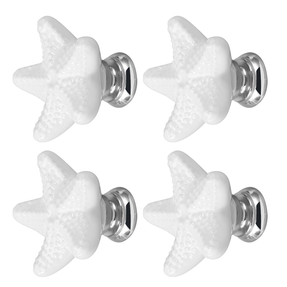 12Pcs White Star Cabinet Knobs Ceramic Drawer Pulls For Home Furniture 013333871131