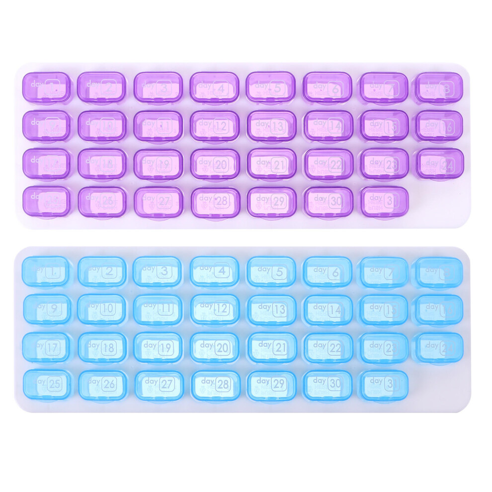 Aboofan 2Pcs Portable Monthly Vitamin Organizer Case 31 Compartments Durable