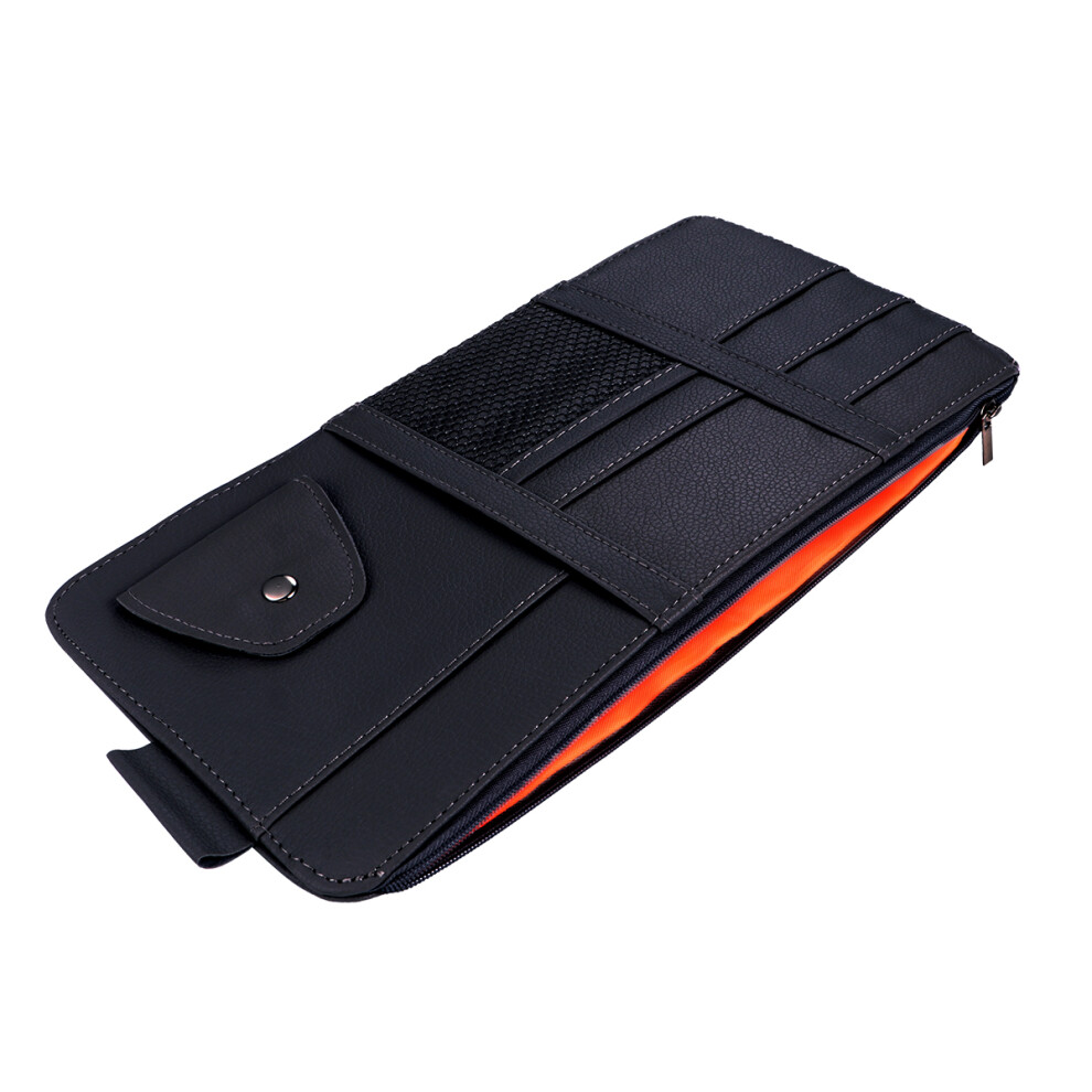 Auto Pu Storage Bag For Car Sun Visor Lightweight Organizer Black 3072229535349